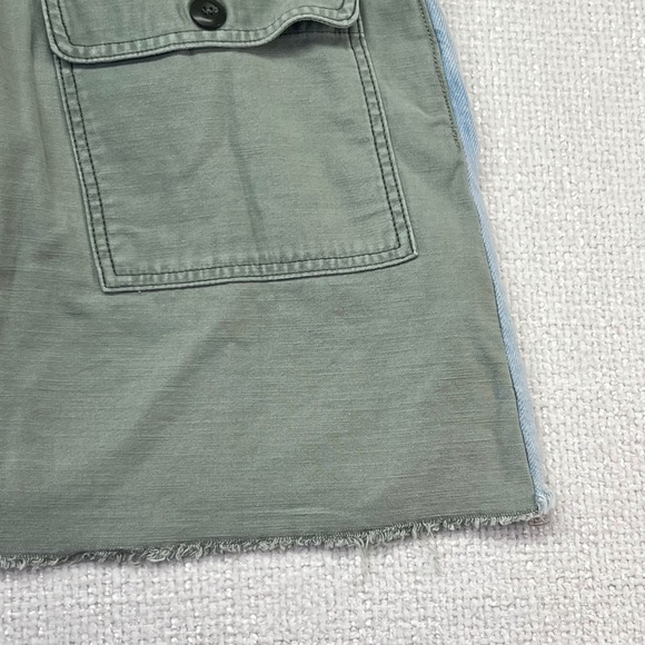 FRAME Denim Mini Skirt Womens Blue‎ Green Frayed Hem Utility Pockets - Picture 9 of 14